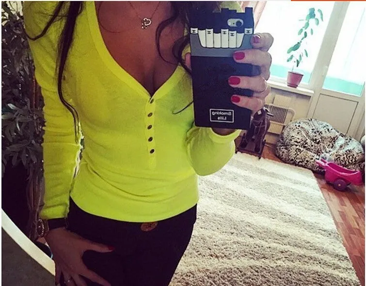 fashion white women plus size V neck women t shirt punk Long sleeve cropped sexy top tees women