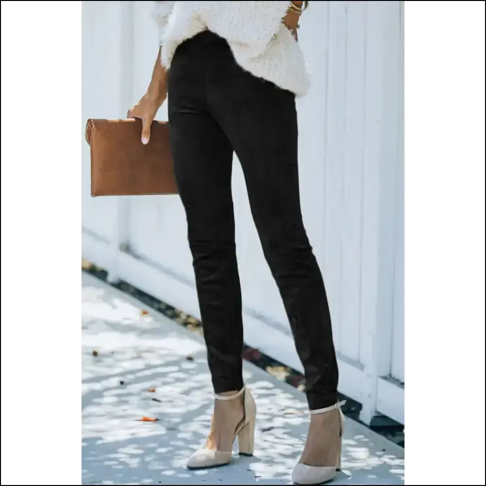 Faux Suede Leggings: Chic Black Mid Rise  Fabulous! 🖤 Needful Things