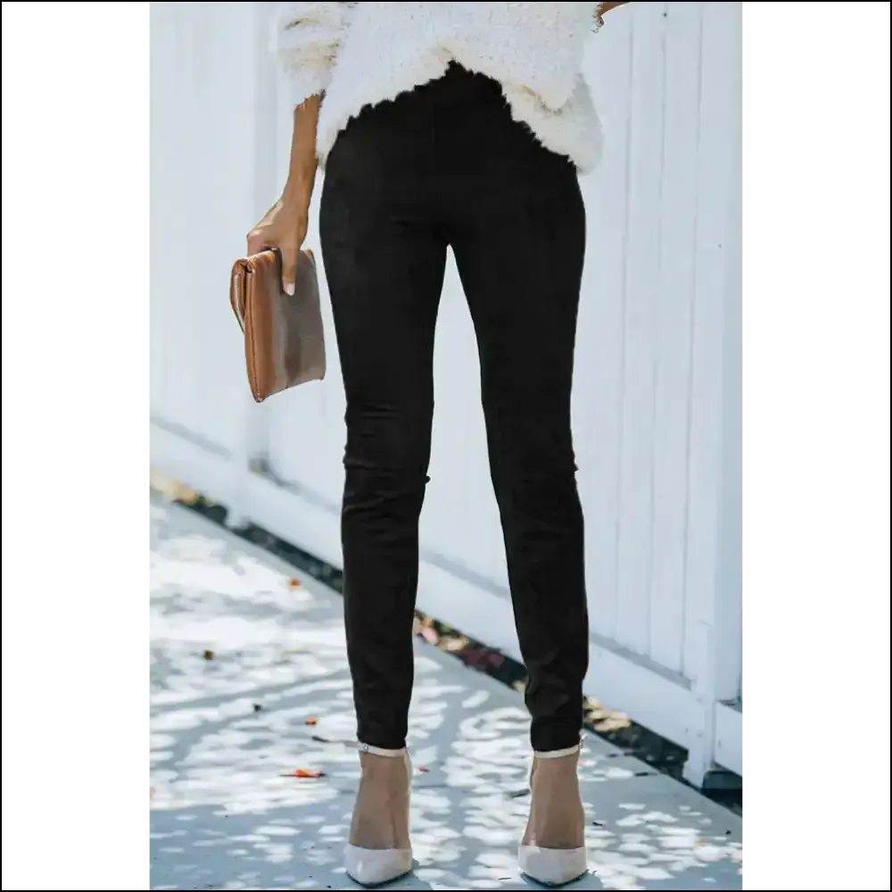 Faux Suede Leggings: Chic Black Mid Rise  Fabulous! 🖤 Needful Things