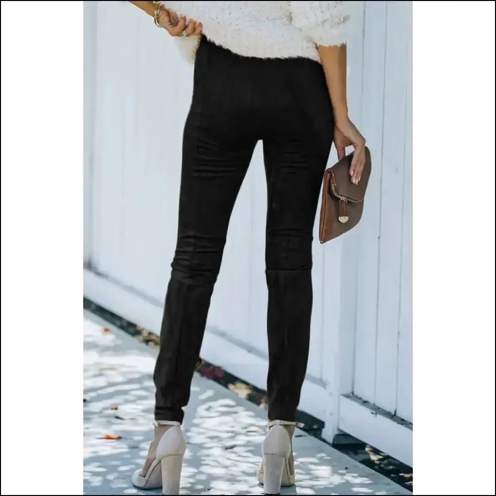Faux Suede Leggings: Chic Black Mid Rise  Fabulous! 🖤 Needful Things
