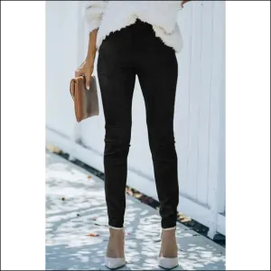 Faux Suede Leggings: Chic Black Mid Rise  Fabulous! 🖤 Needful Things