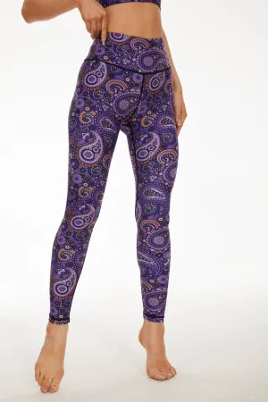 Feel Free Women’s High-Waisted Workout Leggings with Tummy Control – Soft Stretch Paisley Print Yoga Pants for Gym, Running & Everyday Wear