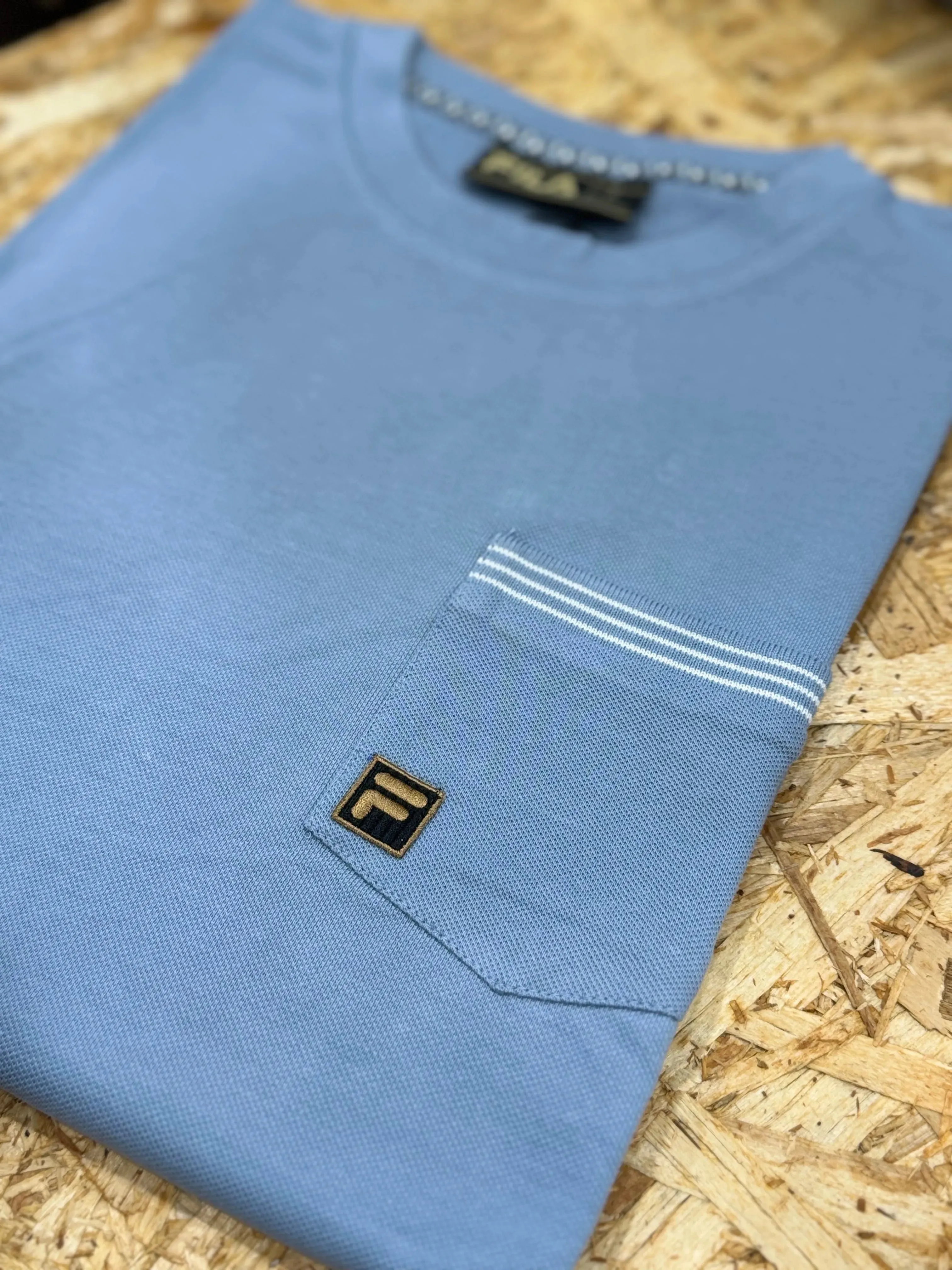 Fila Gold Otto Pocket T-Shirt In Denim Blue