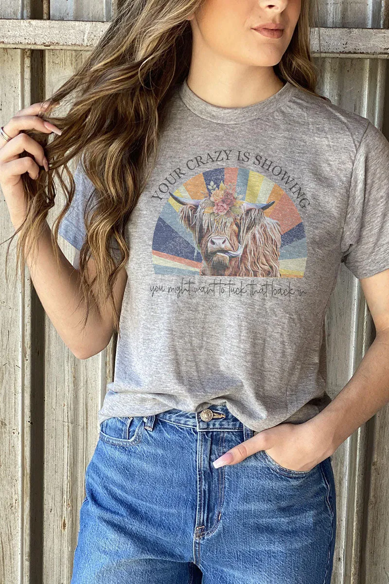 Floral Crazy Cow Unisex Poly-Rich Blend Tee