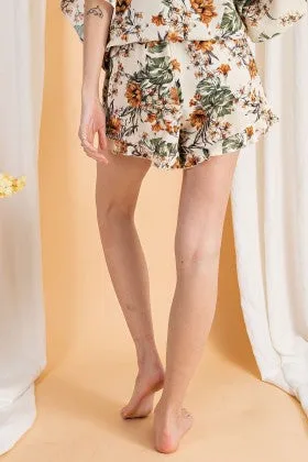 FLORAL PRINTED RAYON CHALLIE RUFFLE BOTTOM SHORTS