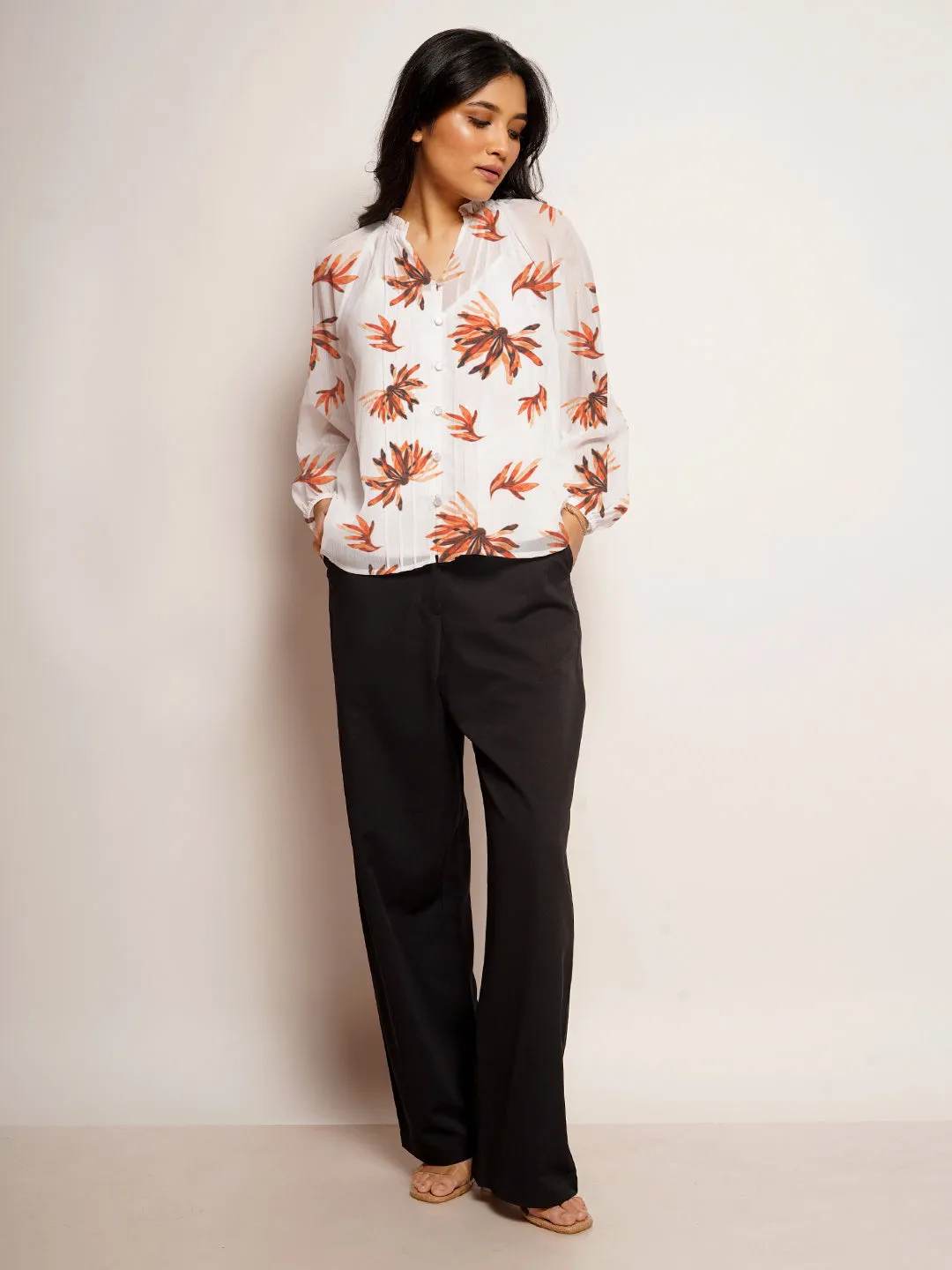 Floral Prints V-Neck Top