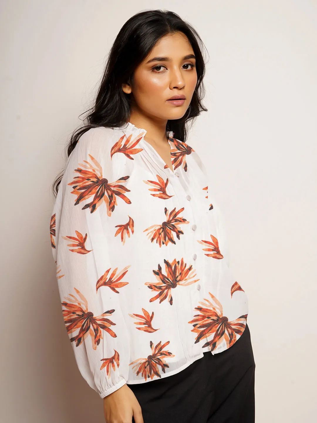 Floral Prints V-Neck Top