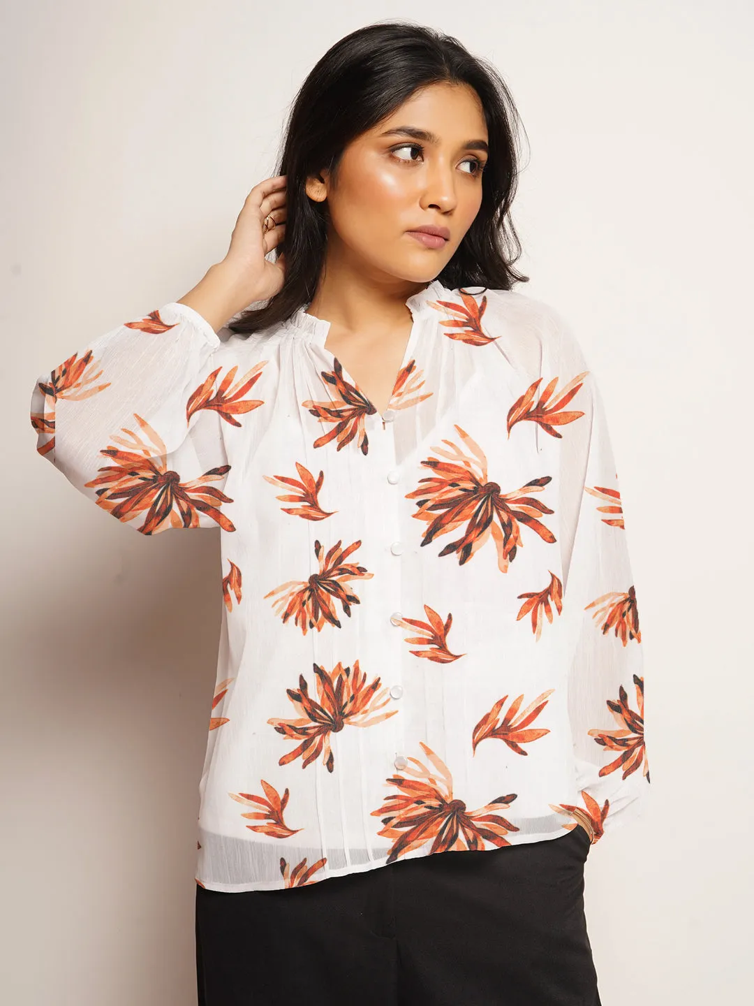 Floral Prints V-Neck Top