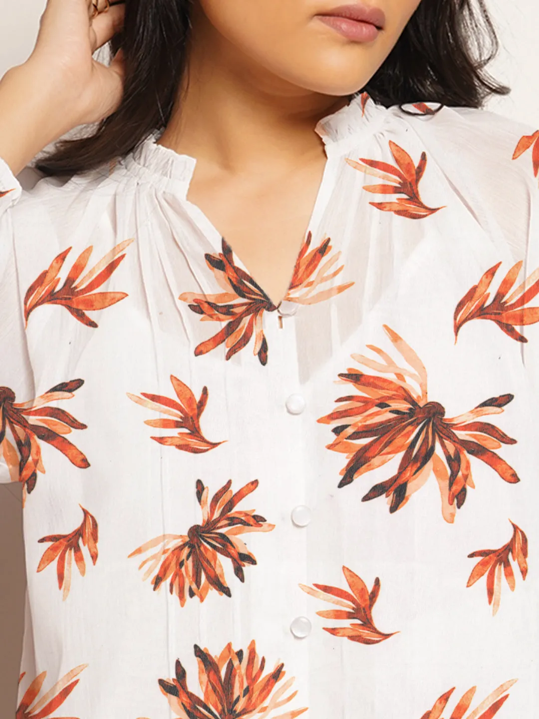 Floral Prints V-Neck Top