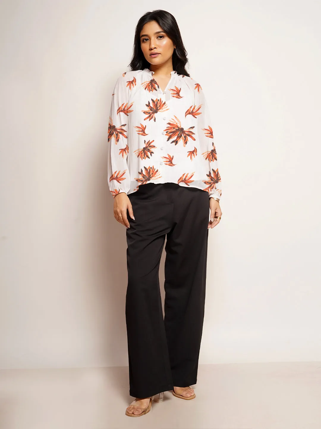 Floral Prints V-Neck Top