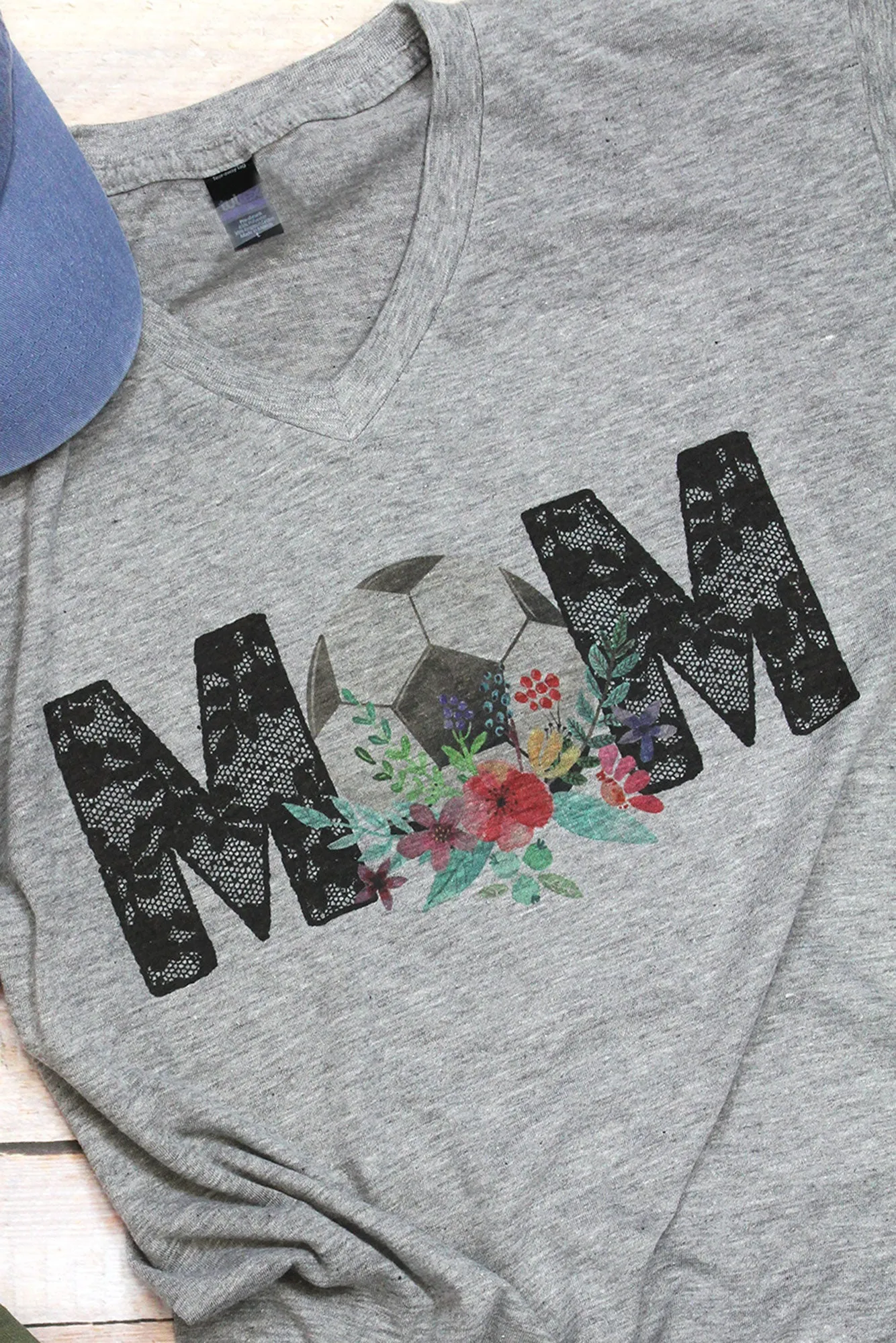 Floral Soccer Mom Unisex Poly-Rich Blend V-Neck Tee