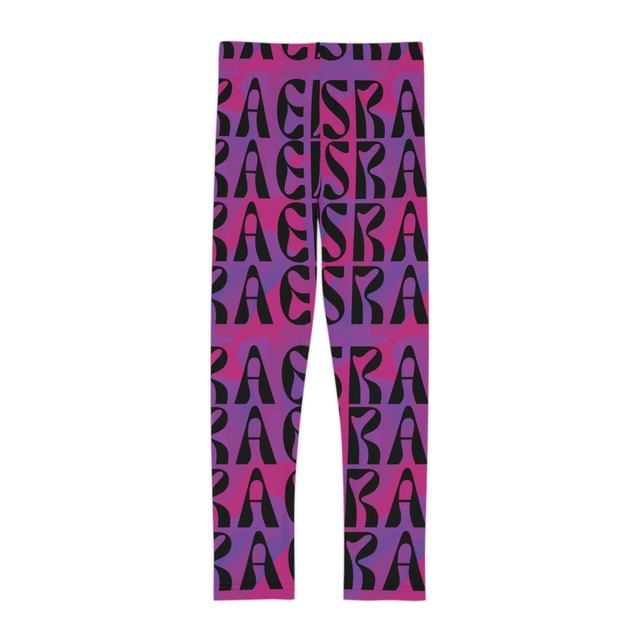 Flow & Squiggle Israel Purple on Hot Pink Kids Leggings