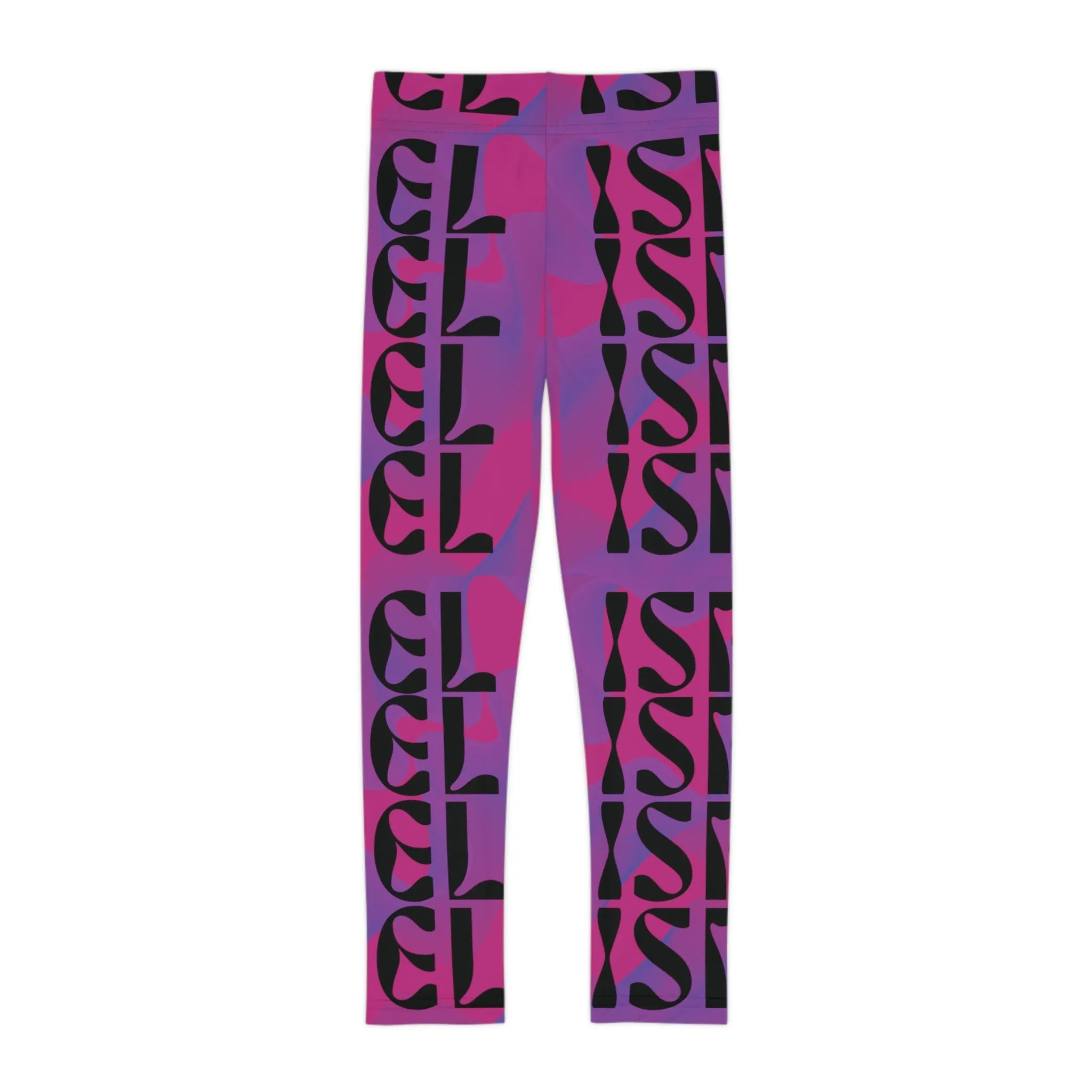 Flow & Squiggle Israel Purple on Hot Pink Kids Leggings