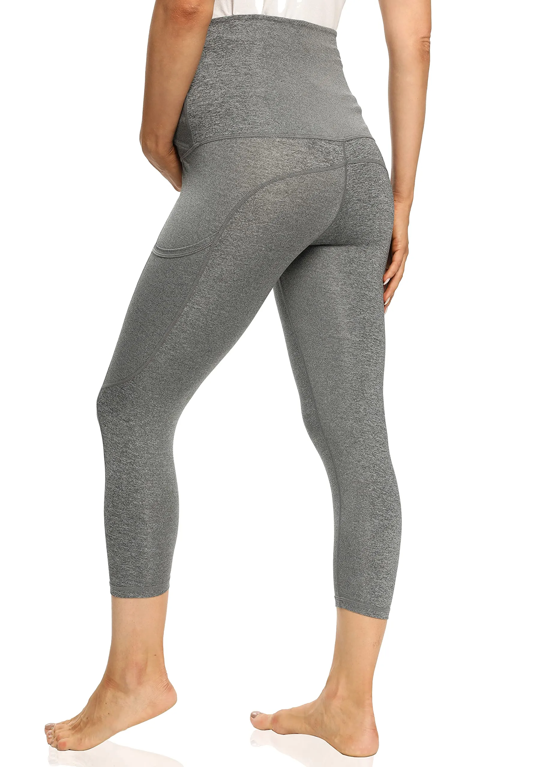 Foucome Women's Maternity Capri Leggings Over The Belly Pregnancy Active Workout Yoga Tights Pants
