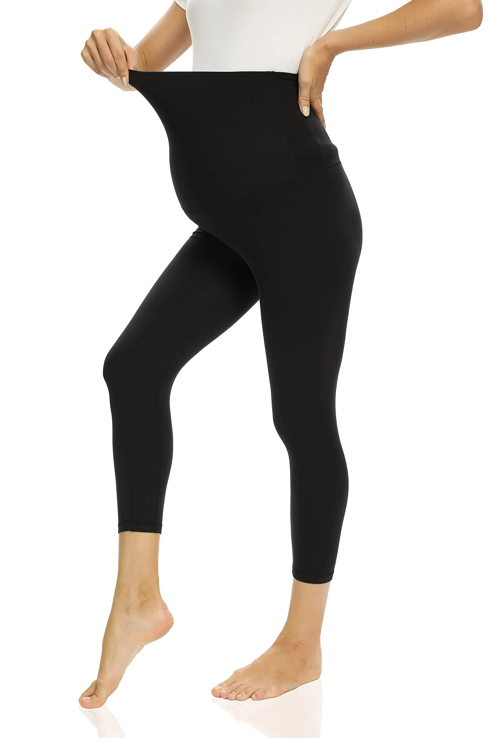 Foucome Women's Maternity Capri Leggings Over The Belly Pregnancy Active Workout Yoga Tights Pants