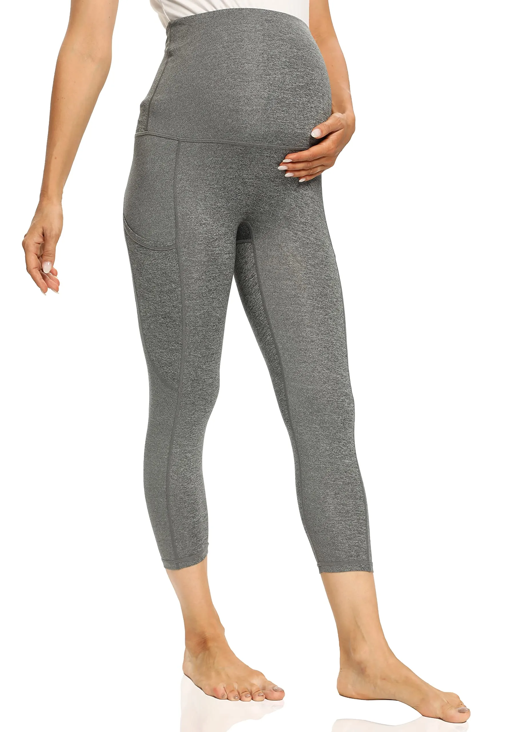 Foucome Women's Maternity Capri Leggings Over The Belly Pregnancy Active Workout Yoga Tights Pants