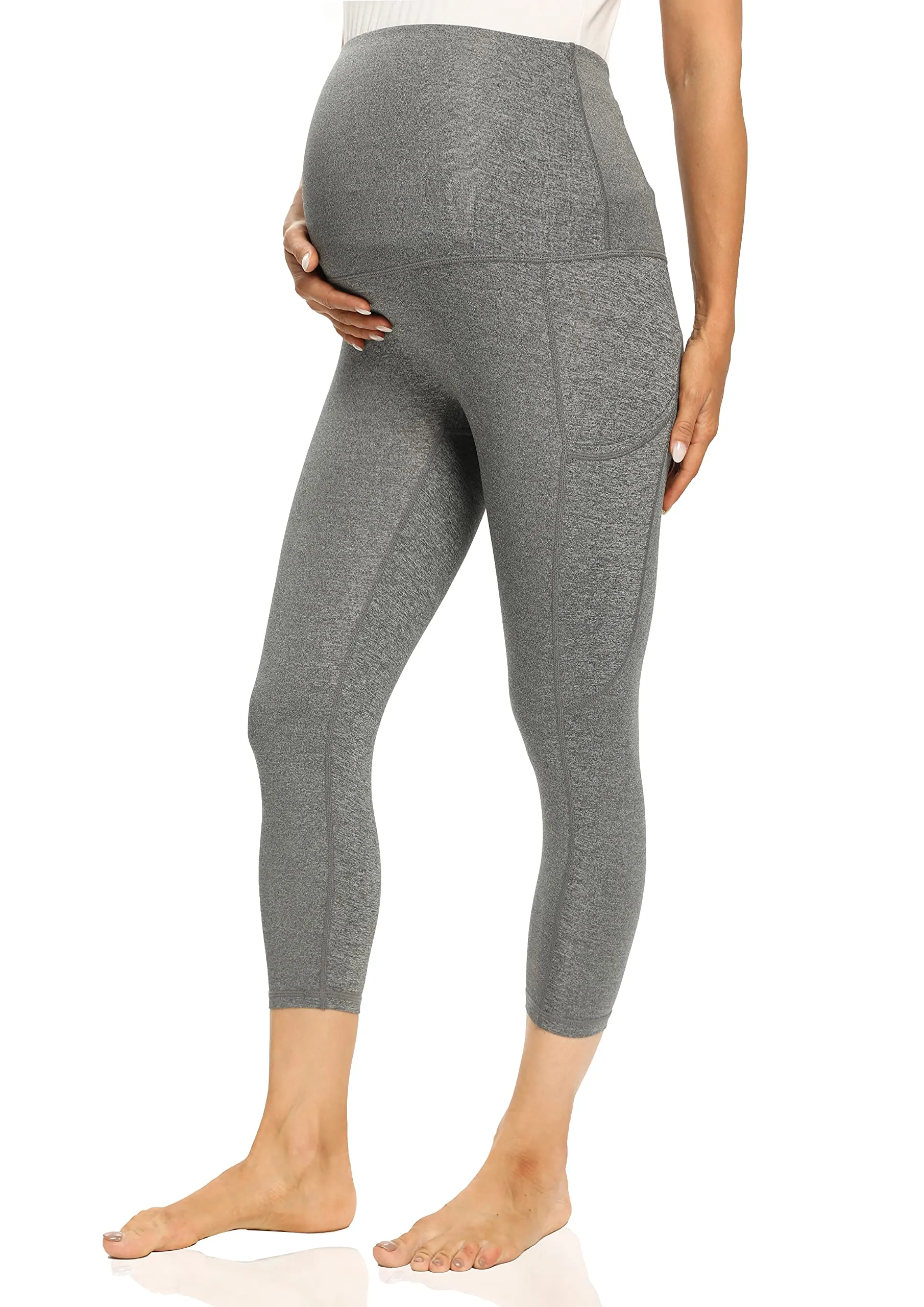 Foucome Women's Maternity Capri Leggings Over The Belly Pregnancy Active Workout Yoga Tights Pants