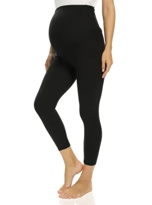 Foucome Women's Maternity Capri Leggings Over The Belly Pregnancy Active Workout Yoga Tights Pants