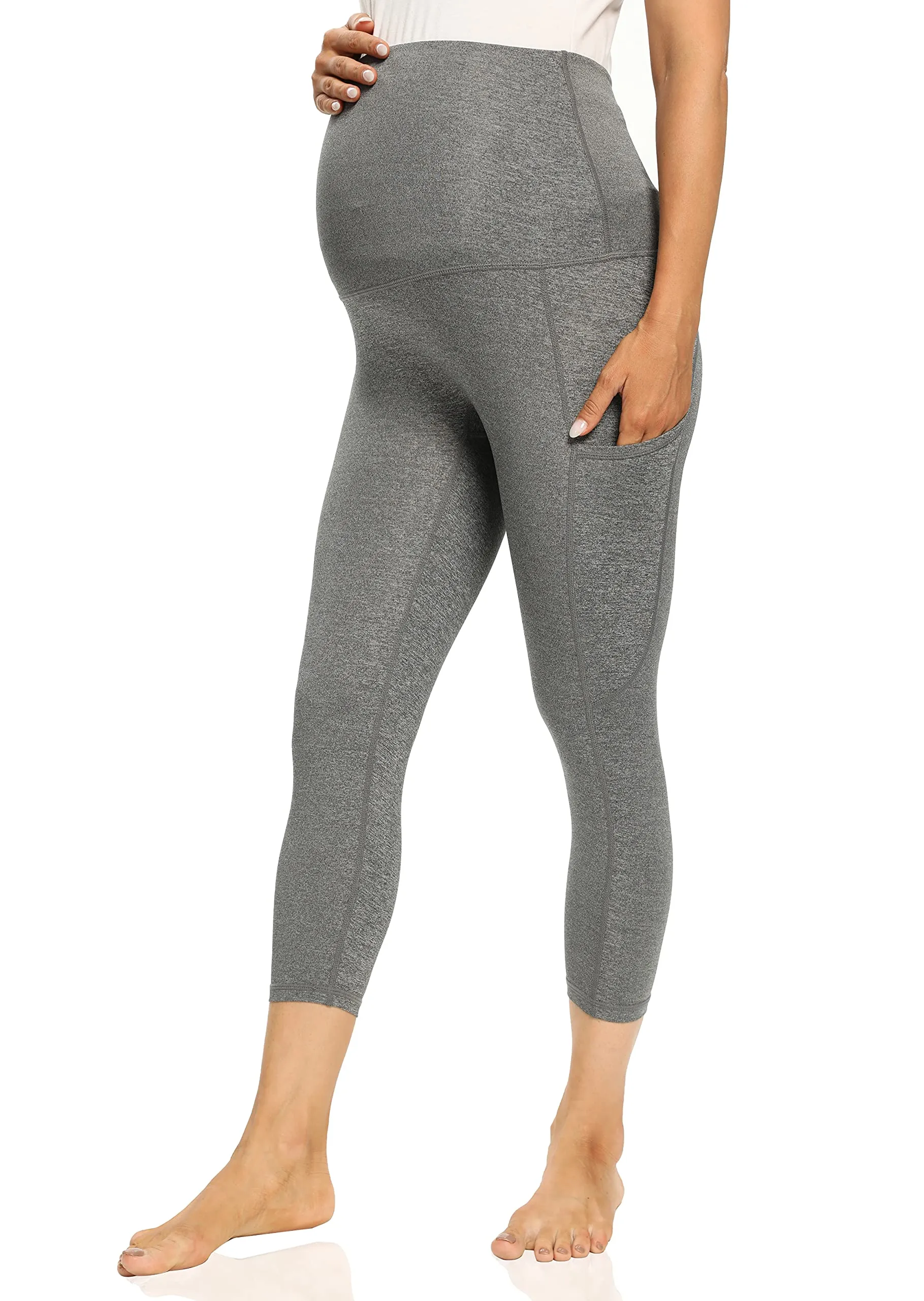 Foucome Women's Maternity Capri Leggings Over The Belly Pregnancy Active Workout Yoga Tights Pants