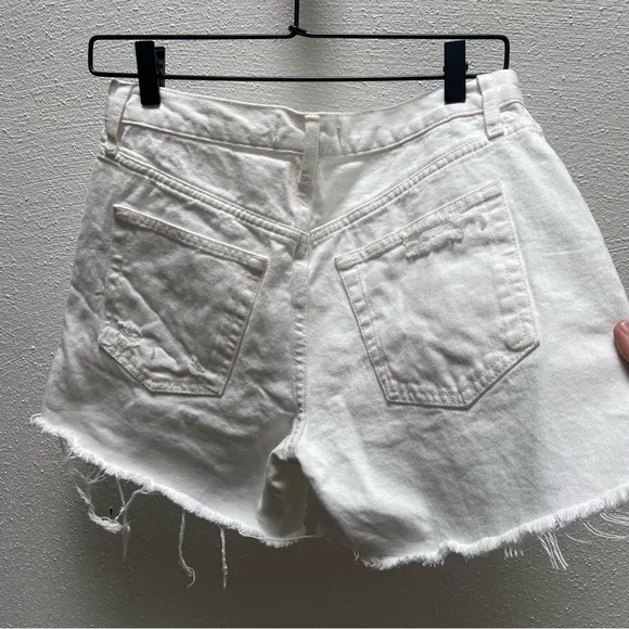 Free People Maggie Mid Rise White Denim Shorts