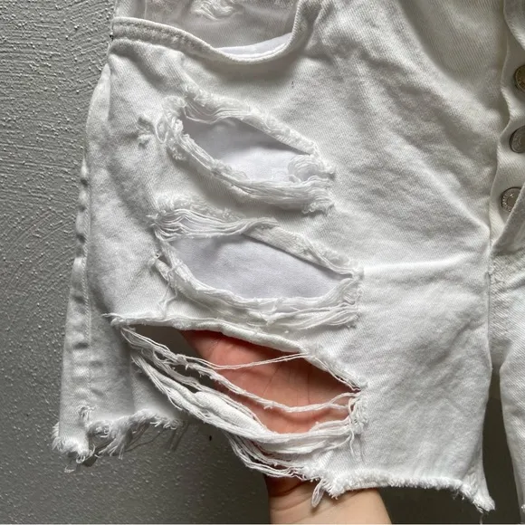 Free People Maggie Mid Rise White Denim Shorts