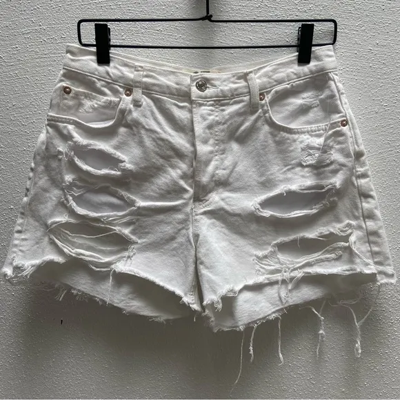 Free People Maggie Mid Rise White Denim Shorts