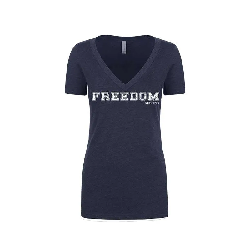 FREEDOM- EST 1776- WOMEN'S DEEP V-NECK
