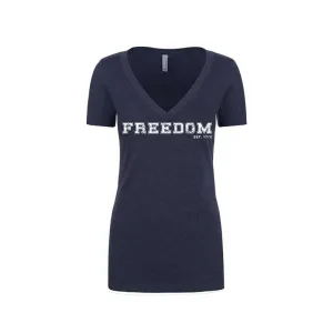 FREEDOM- EST 1776- WOMEN'S DEEP V-NECK