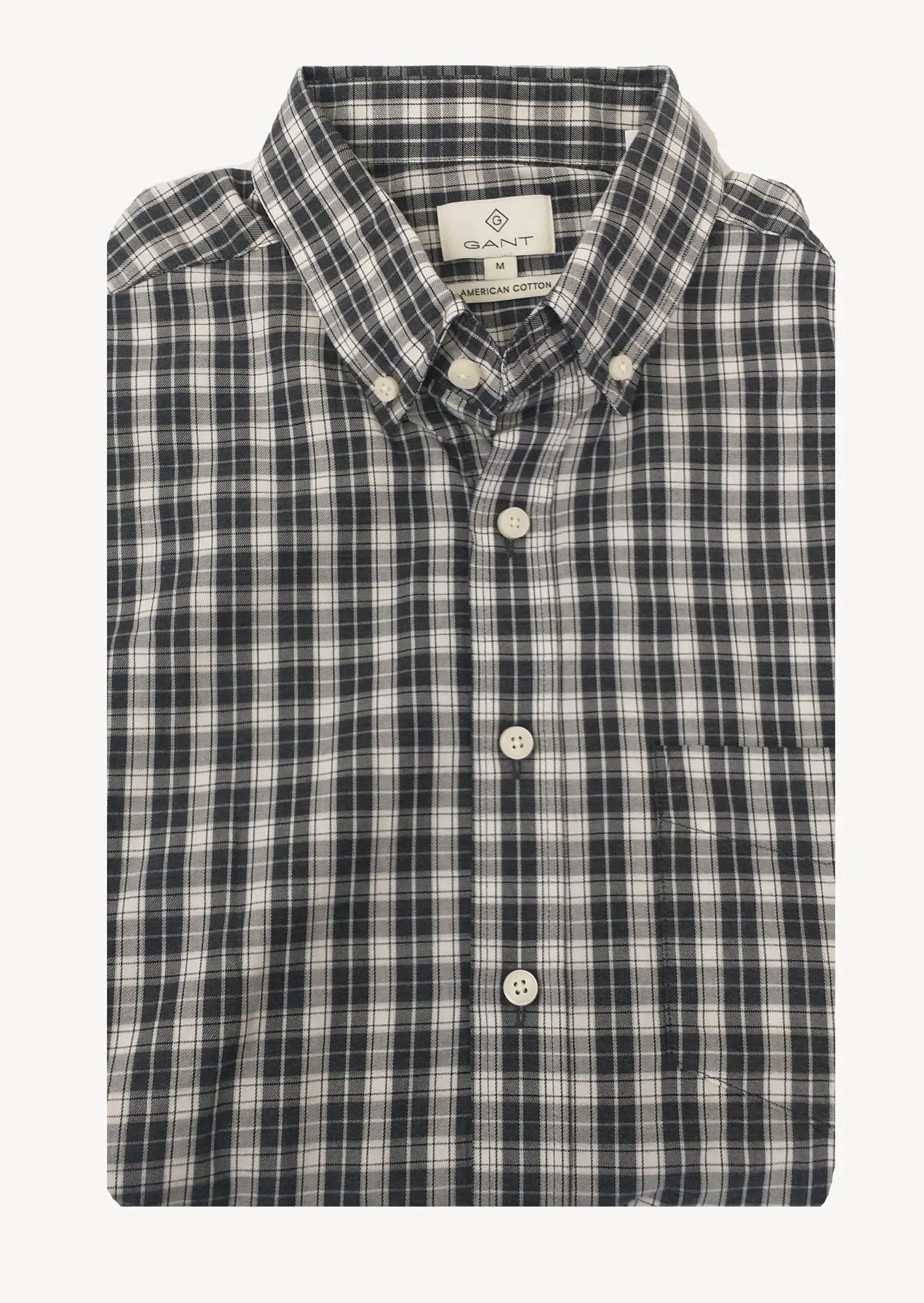 GANT DIAMOND G Men's Black Luxe Tartan Twill Fitted BD 303112 Size M NWT