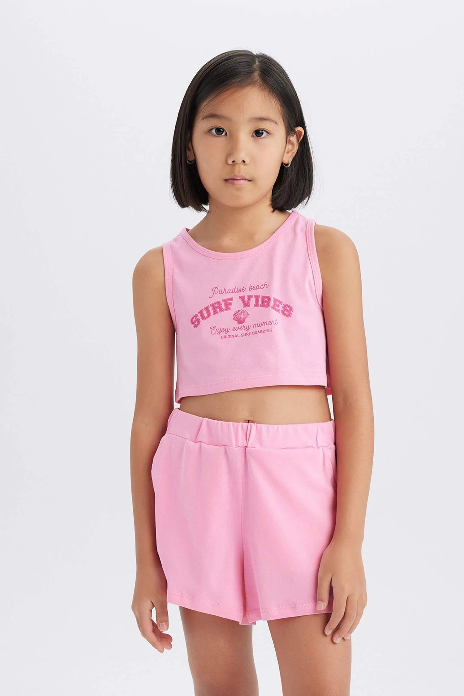 Girl 2 Pcs Set Printed Athlete Shorts