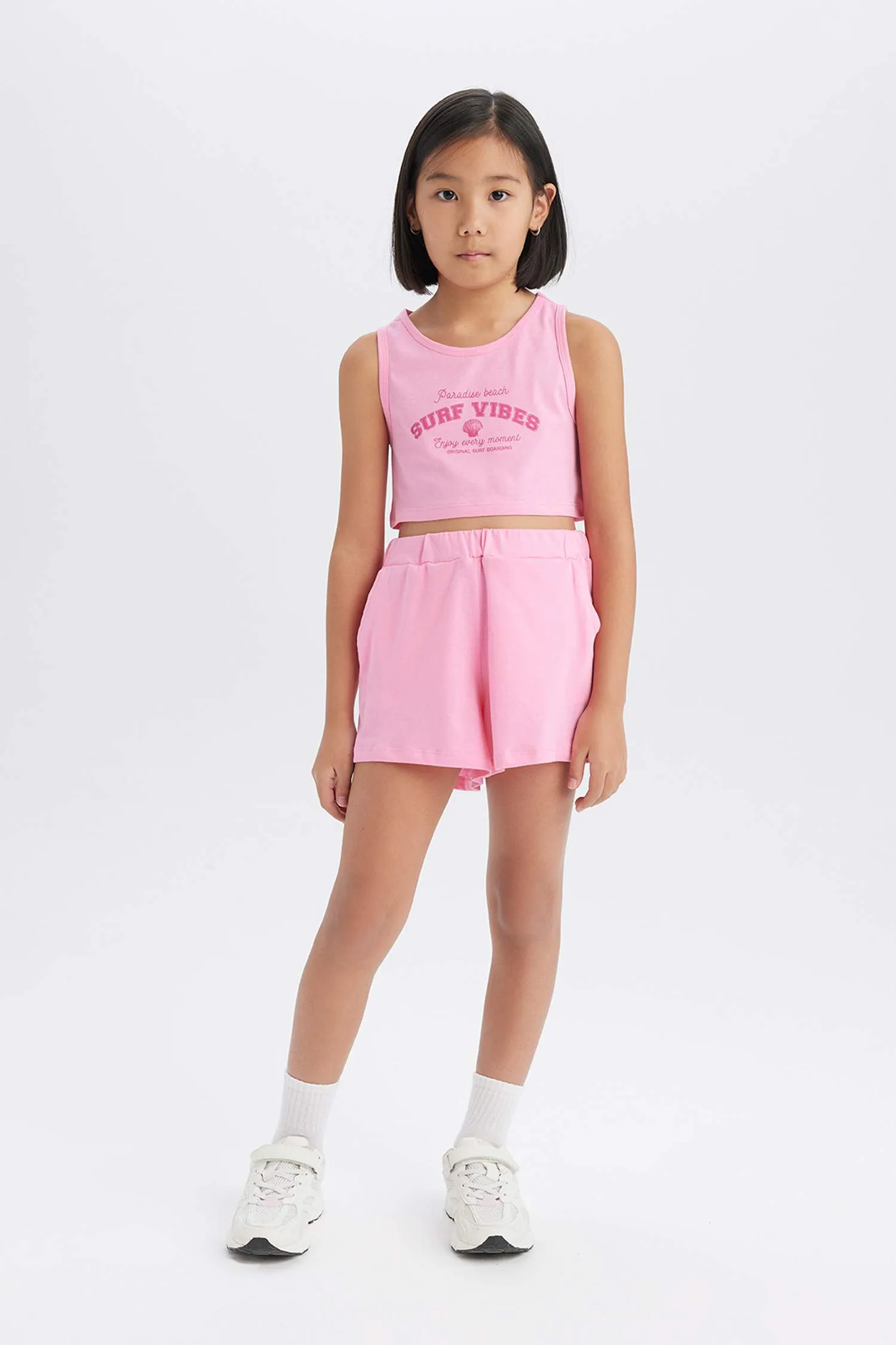 Girl 2 Pcs Set Printed Athlete Shorts