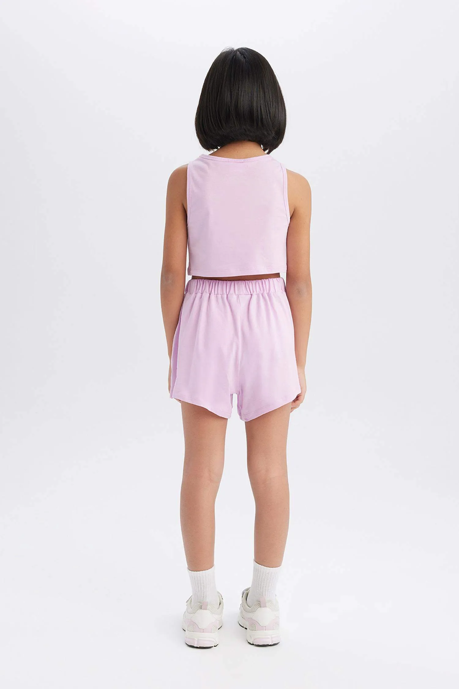 Girl 2 Pcs Set Printed Athlete Shorts