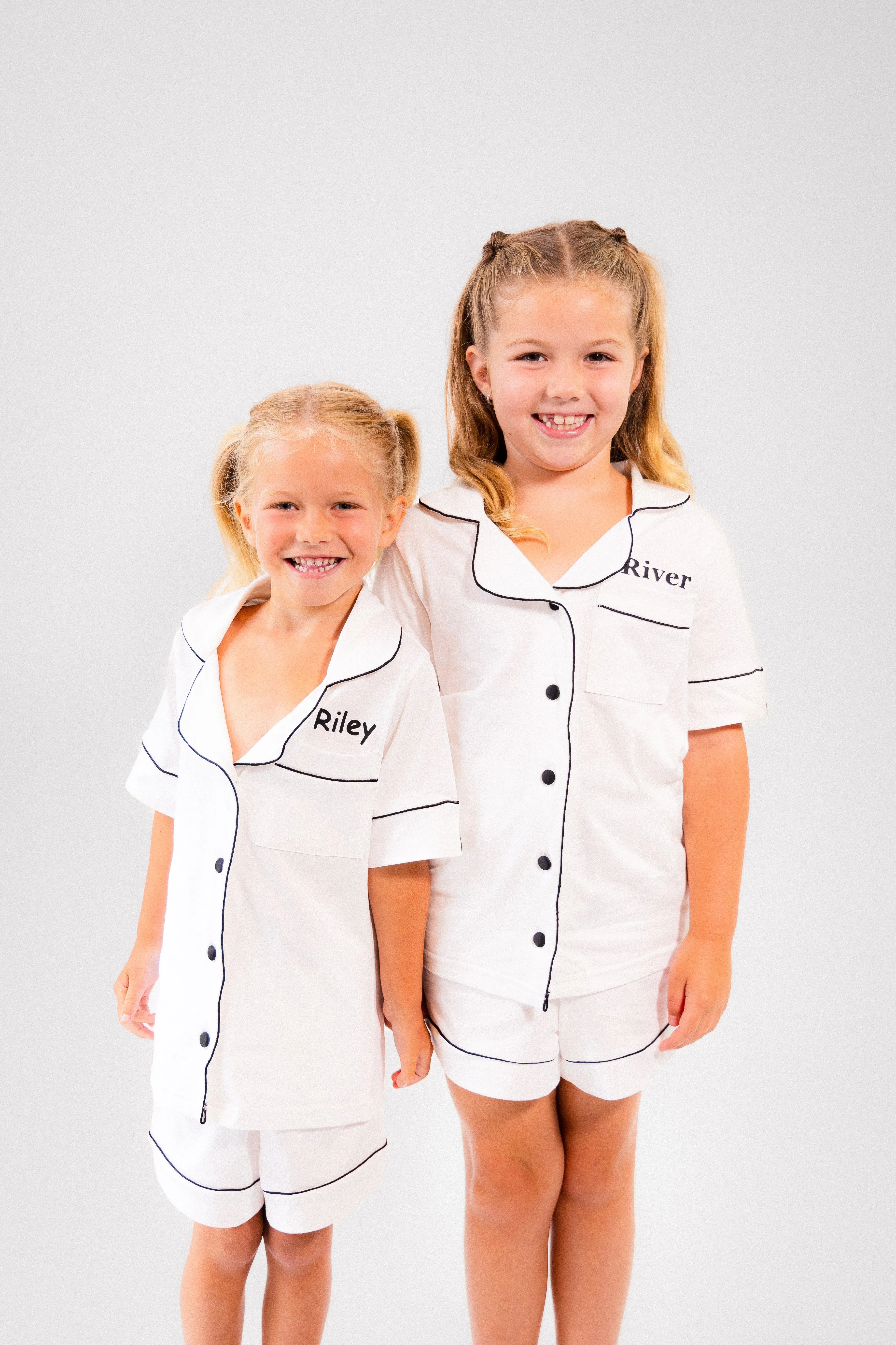 Girls short jersey personalised pyjamas Black