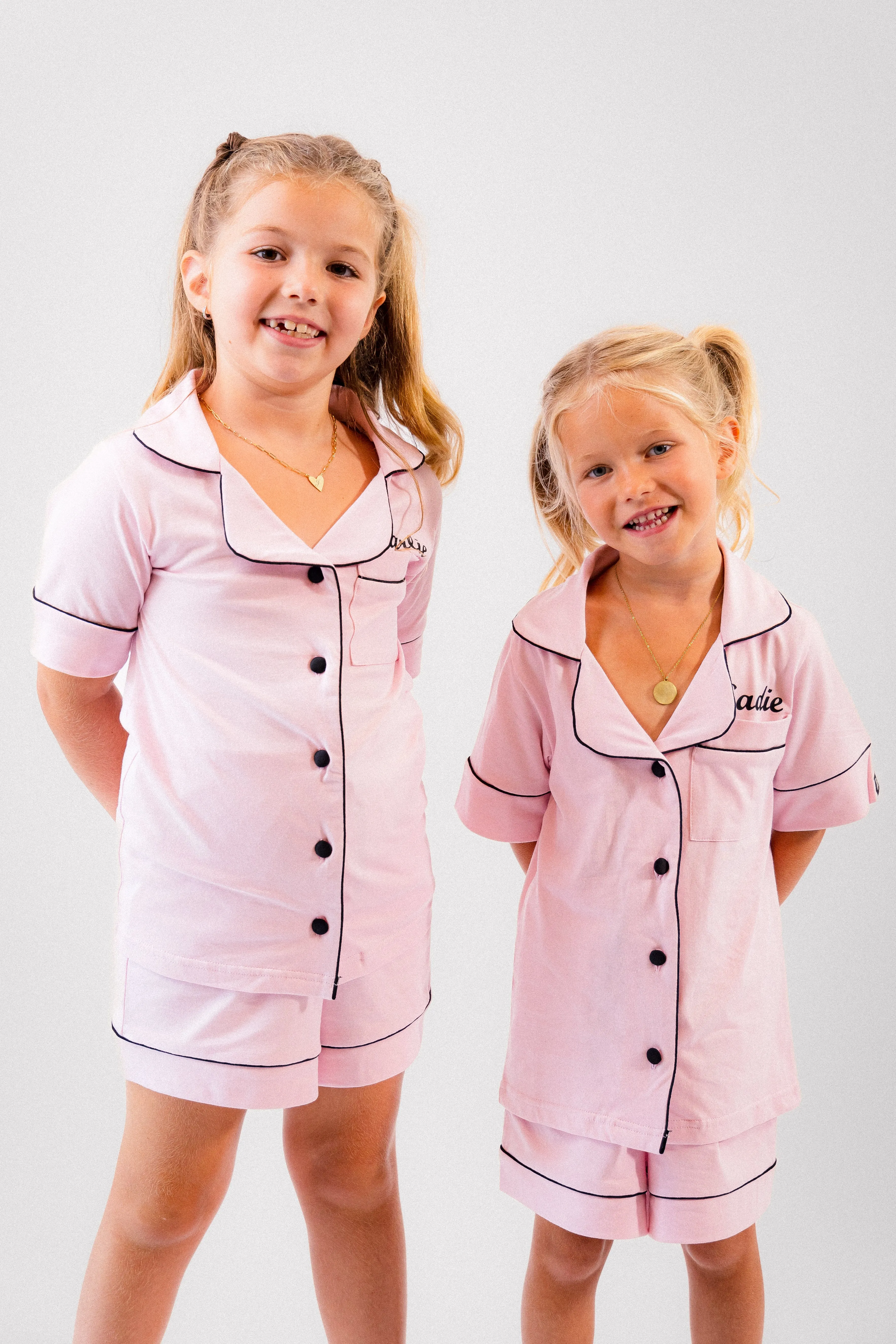 Girls short jersey personalised pyjamas Black