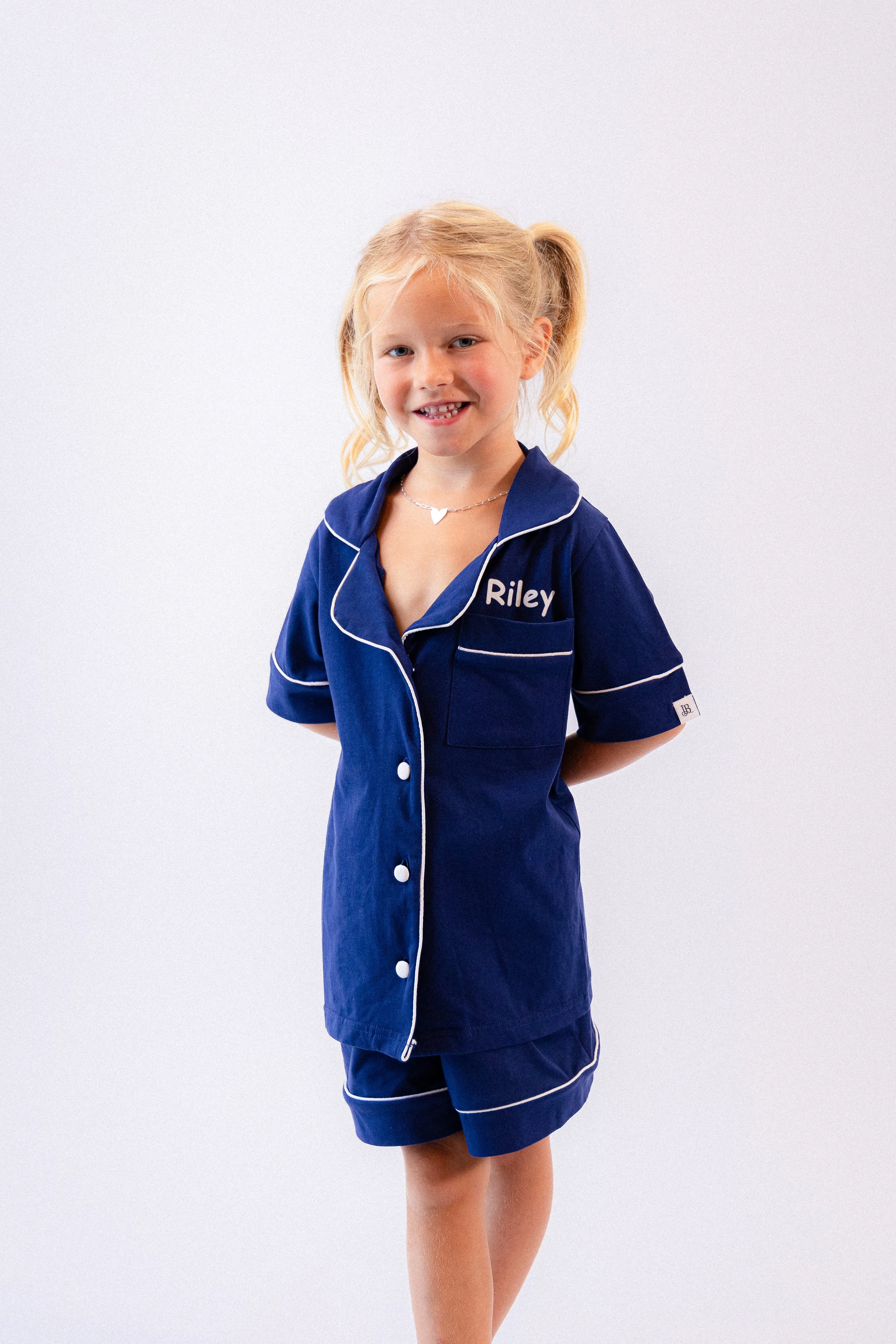 Girls short jersey personalised pyjamas Black