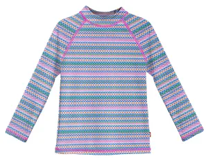 Girls UPF 50  Printed Long Sleeve Rashguard | Fiesta Print