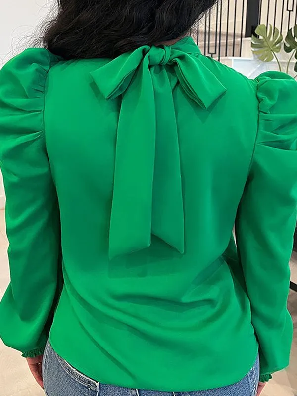 Gorgeousladie Tied-Back Puff-Sleeve Top