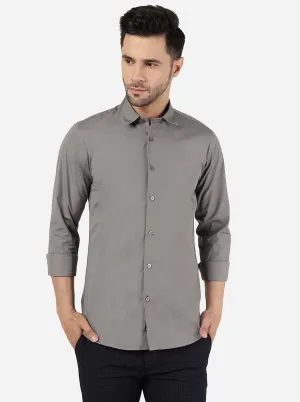 Grey Solid Slim Fit Casual Shirt | JadeBlue