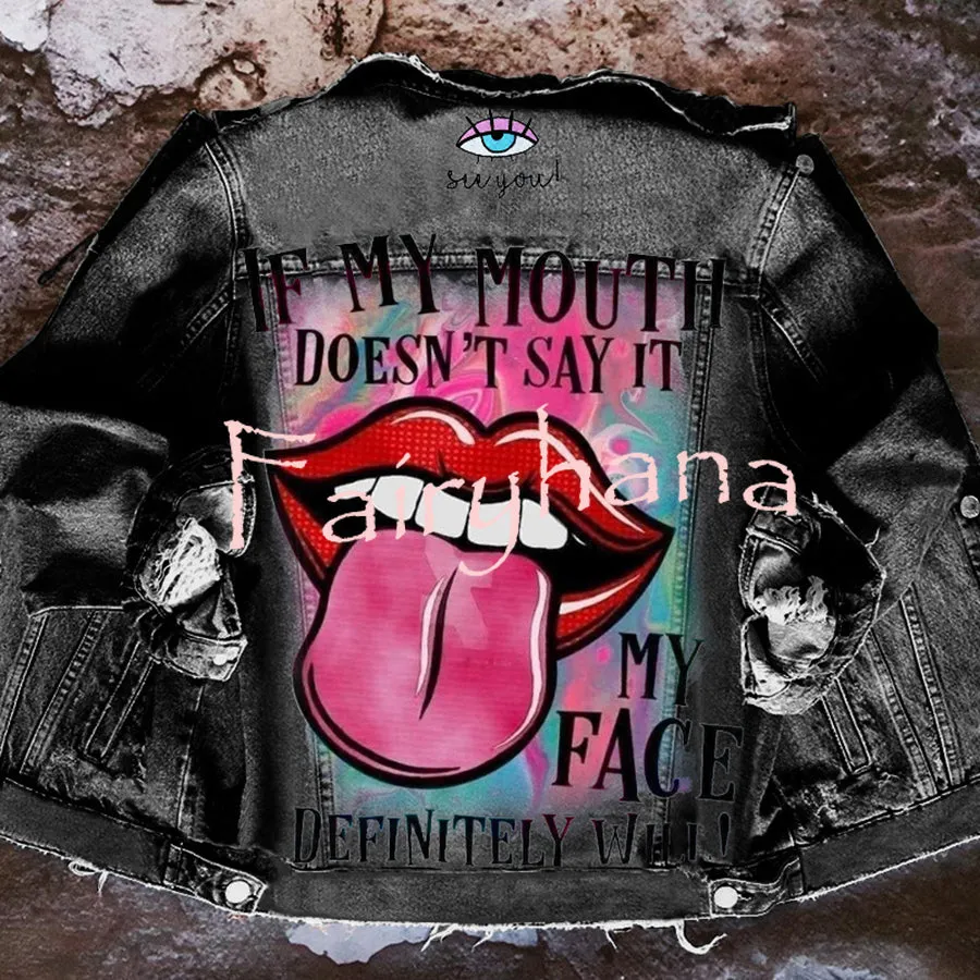 Halloween Print Long Sleeve Denim Jacket