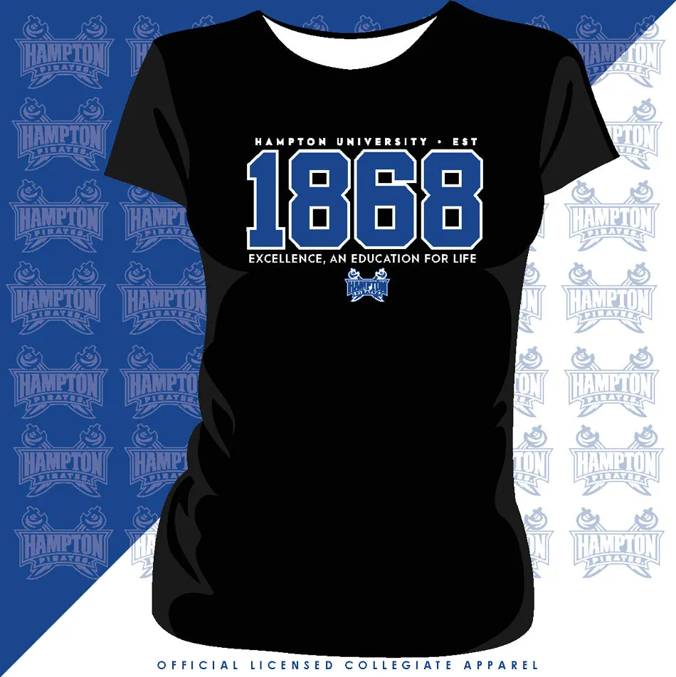 Hampton U | EST. 1868 Black Ladies Tees (**)