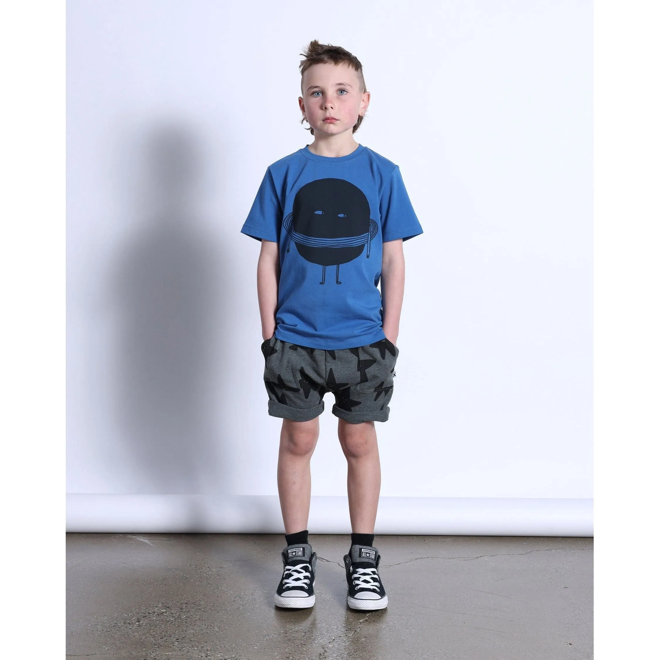 Happy Stars Short- Charcoal Marle