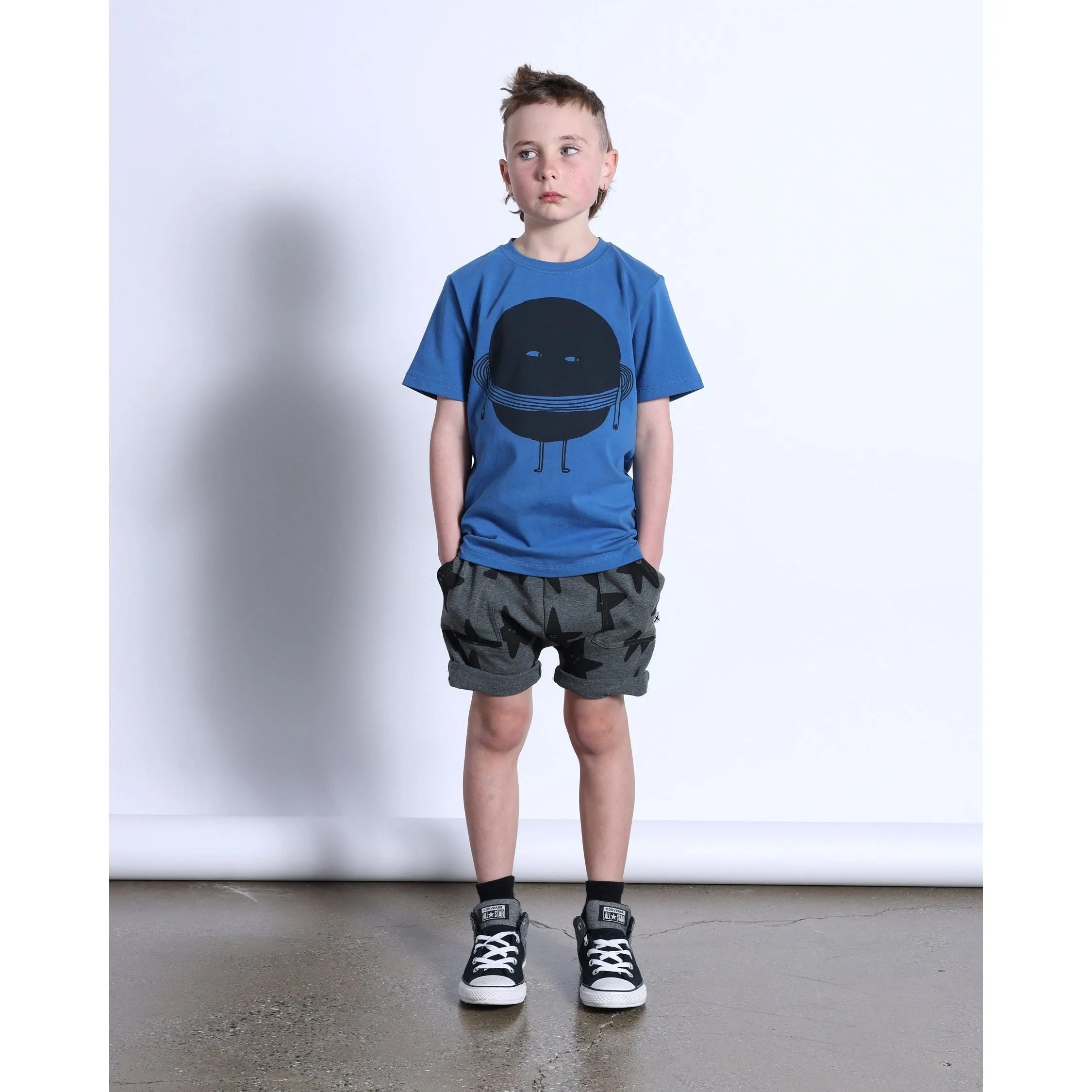 Happy Stars Short- Charcoal Marle