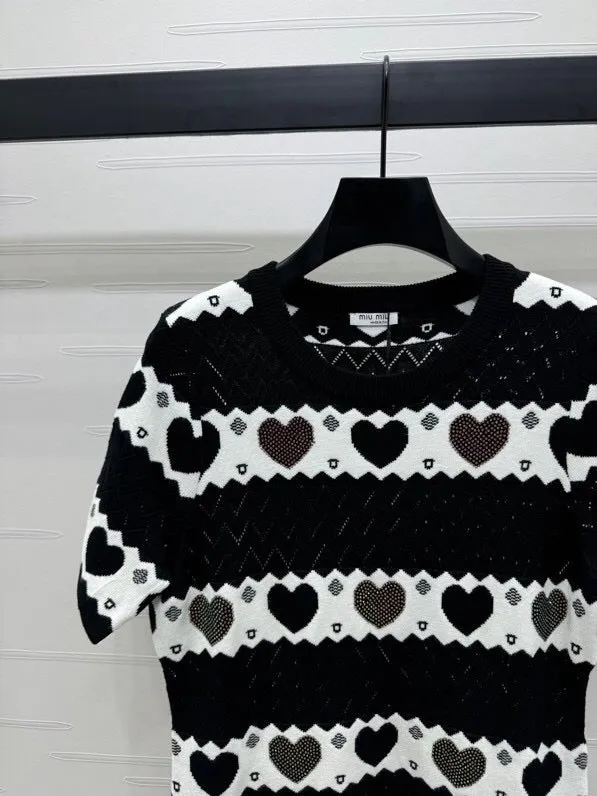 Heart Pattern Knit Mini Dress