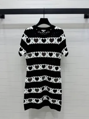 Heart Pattern Knit Mini Dress