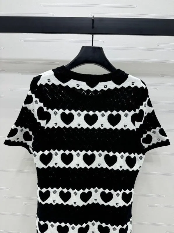 Heart Pattern Knit Mini Dress