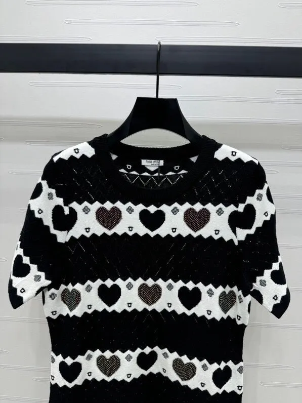 Heart Pattern Knit Mini Dress