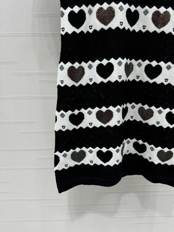 Heart Pattern Knit Mini Dress