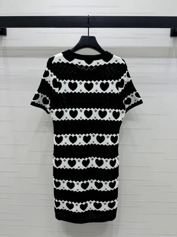 Heart Pattern Knit Mini Dress