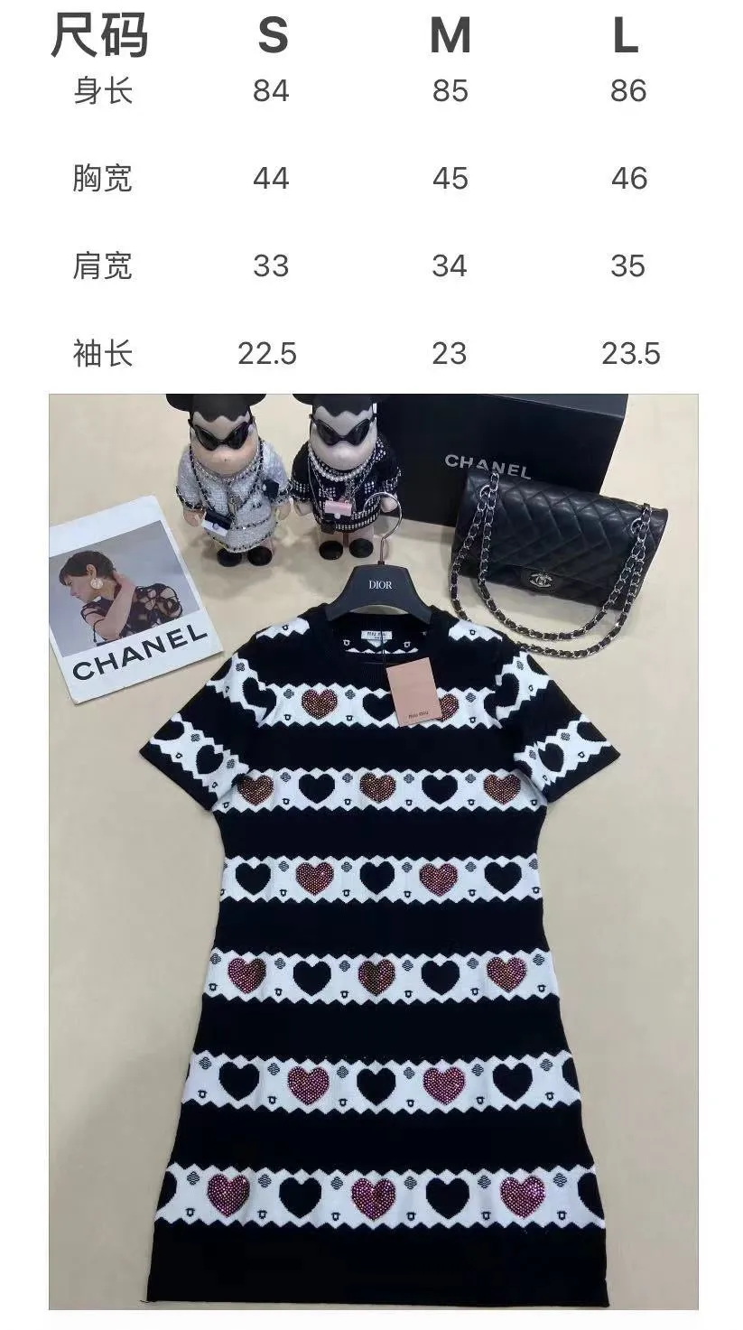 Heart Pattern Knit Mini Dress