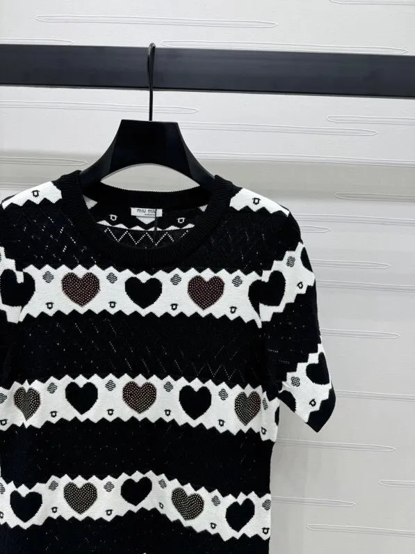Heart Pattern Knit Mini Dress